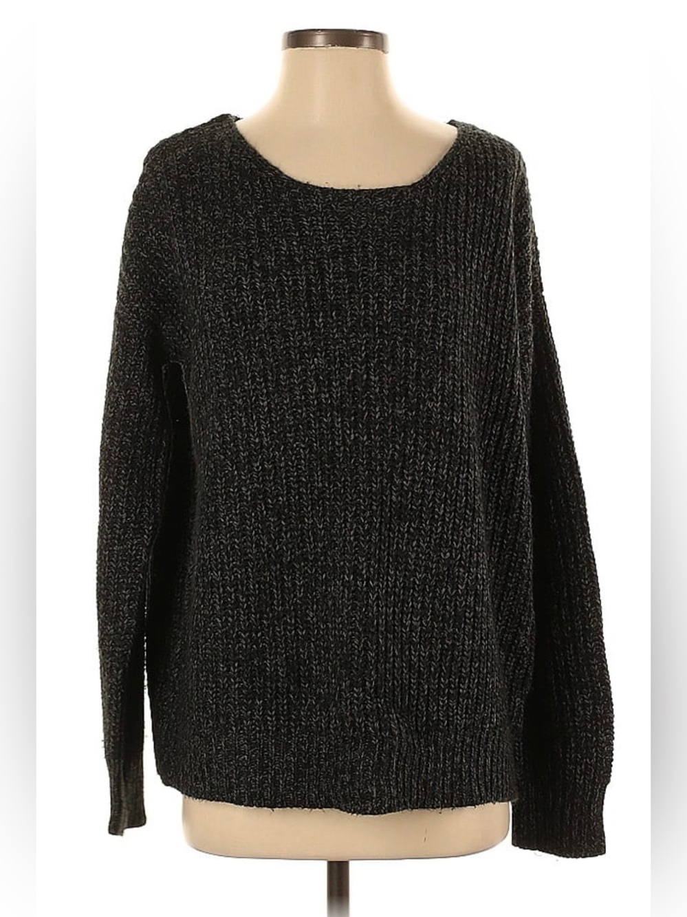 ✨ Sparkle & Fade Black Chunky Crew Neck Sweater with Unique Back ✨